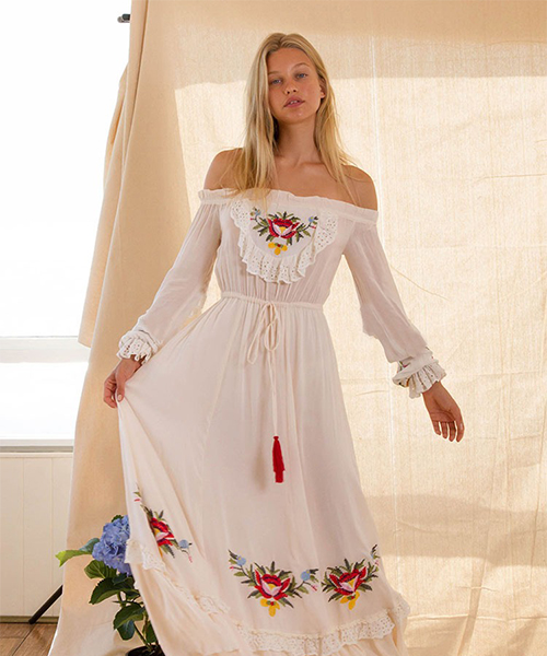 1. Bohemian Embroidered Maxi Dress