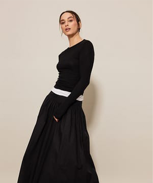 Cotton Gathered Maxi Skirt