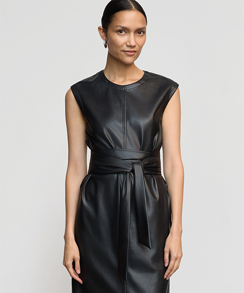 Modern Citizen Pilar Vegan Leather Tie Front Dress Review